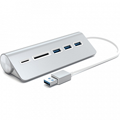 USB-хаб и картридер Satechi Aluminum USB 3.0 Hub & Card Reader (ST-3HCRS) серебристый