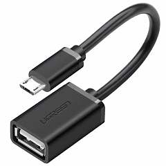 Кабель Ugreen US133 micro-USB Male to USB-A Female Cable (10 сантиметров) чёрный (10396)