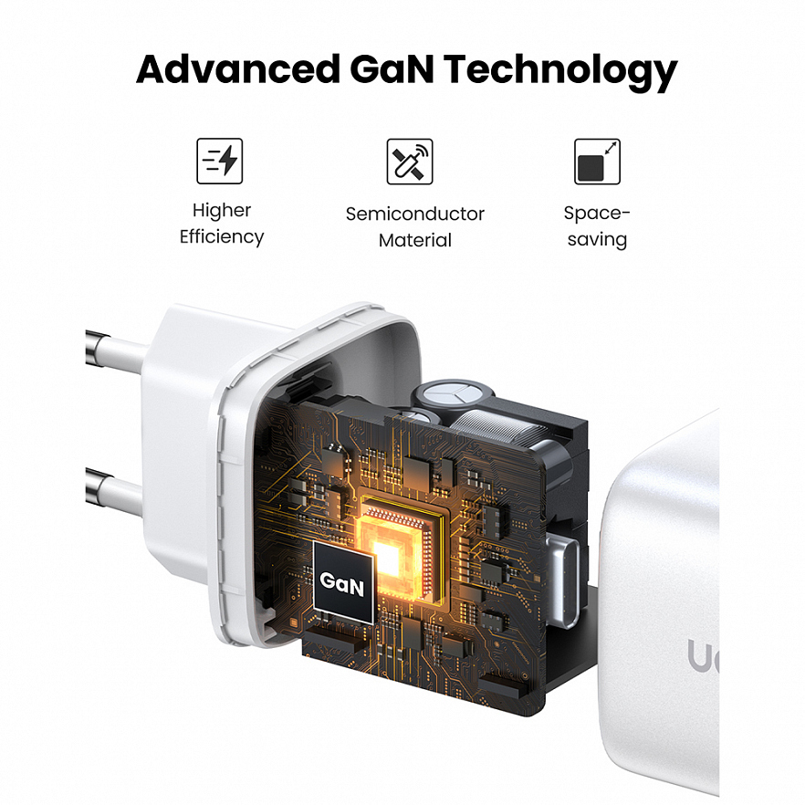 Сетевое зарядное устройство UGREEN CD294 Nexode Mini USB-C + USB-C 45W PD GaN Fast Charger белое (15327)
