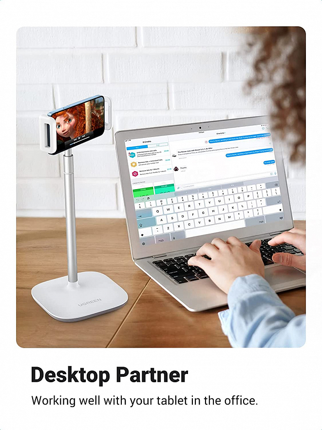 Подставка Ugreen LP177 (70574) Desktop Tablet Stand для смартфонов и планшетов серебристая