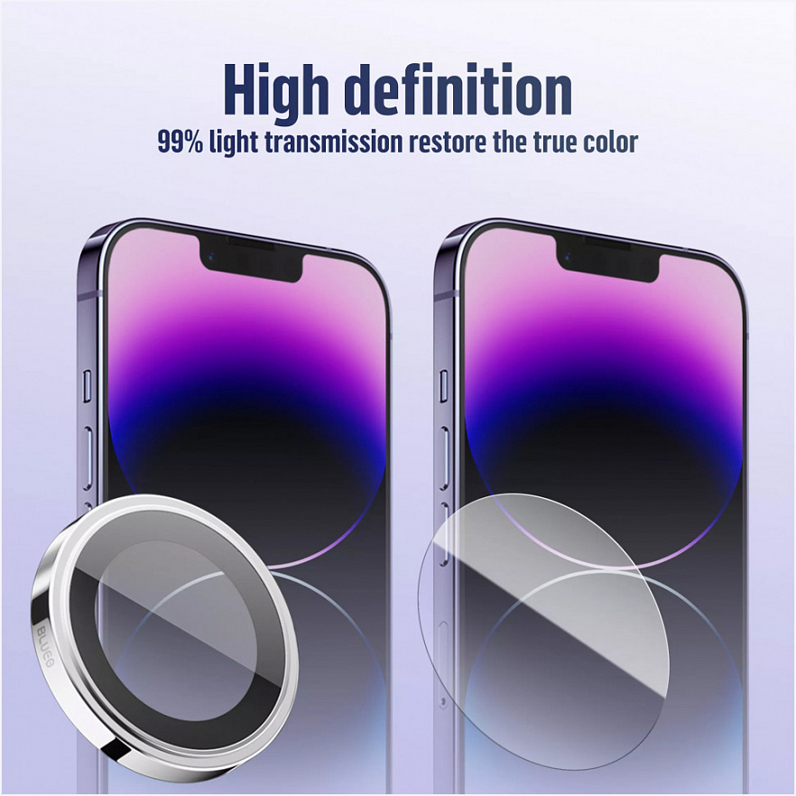 Защитное стекло BlueO Camera Lens PVD stainless steel для iPhone 15 Pro Max 3 шт. Blue (+install)