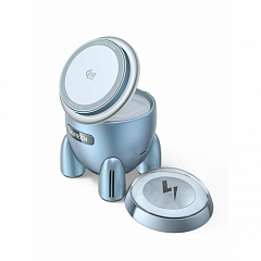 Магнитное зарядное устройство UGREEN W713 (65300) 25W 2в 1 Wireless Qi2 серебристо-голубой