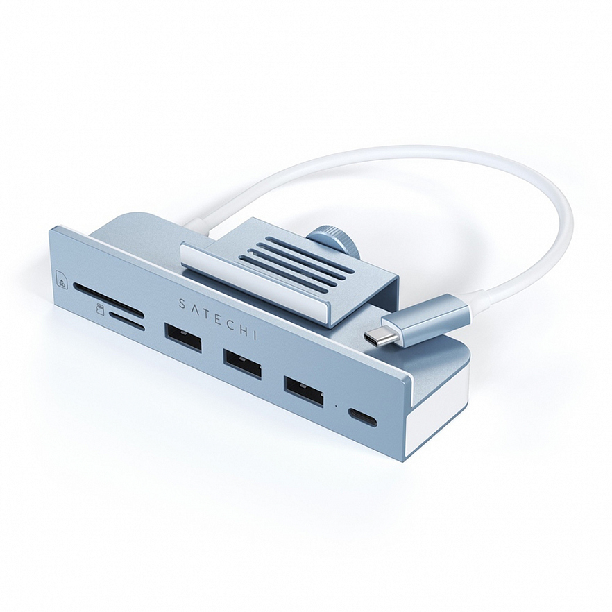 Мульти хаб Satechi USB-C Clamp Hub 1 x USB-C / 3 x USB-A  / SD / microSD для iMac (2021) голубой (ST-UCICHB)