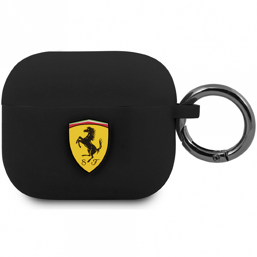 Чехол CG Mobile Ferrari Silicone case with ring с карабином для Airpods 3 чёрный