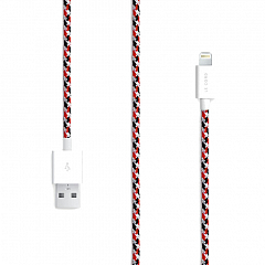 Кабель Le Cord Nylon Lightning MFI (1.2 метра) Krugeri (Бело-красно-чёрный)
