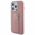 Чехол CG Mobile Guess Grip Stand 4G Saffiano для iPhone 15 Pro розовый