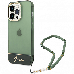Чехол CG Mobile Guess Camera Outline Translucent + Hand Strap для iPhone 14 Pro зелёный