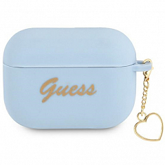Чехол CG Mobile Guess Silicone Script Logo Heart Charm для AirPods Pro 2 (2022) голубой