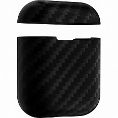 Чехол ANNET MANCINI Carbon Series для Airpods (1 & 2Gn) чёрный матовый (AM-AIR-K-BK)