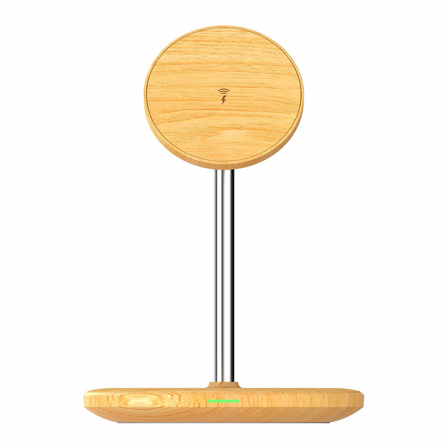 Беспроводное зарядное устройство j5create Wood Grain 2-in-1 Magnetic Wireless Charging Stand дерево (JUPW2106)
