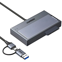 Бокс внешний для жесткого диска UGREEN D320 (75621EU) M.2 NVMe SATA Hard Drive Adapter с кабелем USB-A/USB-C серый