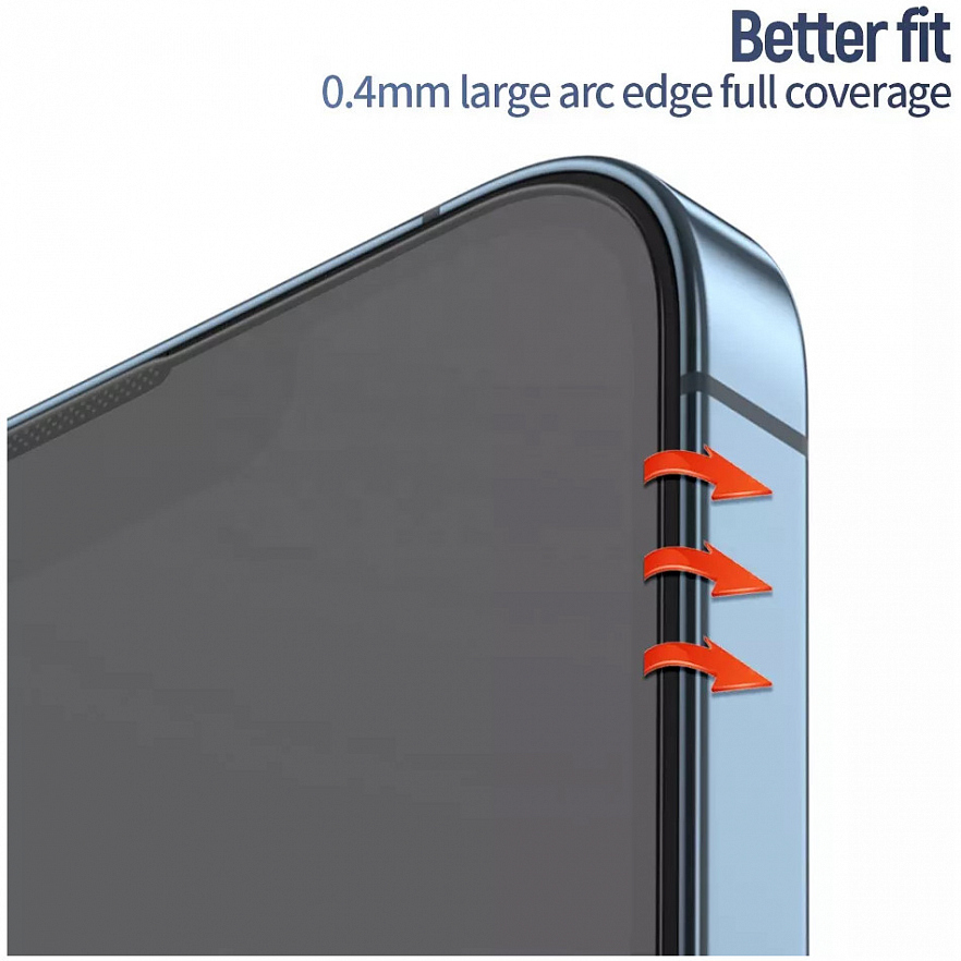Защитное стекло Blueo 3D AR Anti-reflective (+install) 0.4 мм для iPhone 14 Pro ультра-прозрачное с чёрной рамкой
