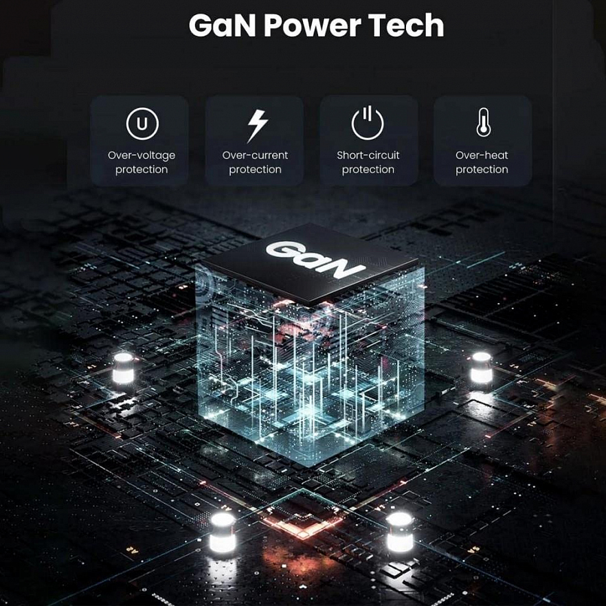 Сетевое зарядное устройство UGREEN CD226 (90575) USB-A+3*USB-C 100W GaN Fast Charger Чёрное с кабелем 100W