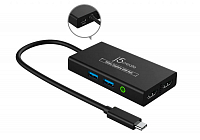 Внешняя карта видео захвата j5create + USB-хаб: 1x HDMI-вход, 1x HDMI-выход, 2x USB-A, 1x 3.5мм аудио