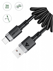 Кабель для зарядки и данных ACEFAST (C14-04) USB-A - USB-C с никелерованным покрытием 1,2м