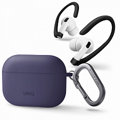 Чехол Uniq Nexo для AirPods Pro 2 (2022) (с креплениями для наушников) тёмно-фиолетовый (Purple)