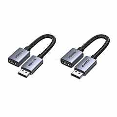 Кабель UGREENф DP133 (65982) DisplayPort to HDMI 4K Cable 2шт. (20 см) серый космос