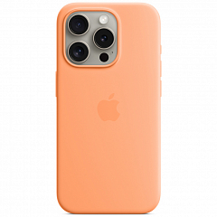 Чехол Apple MagSafe Silicone Case для iPhone 15 Pro апельсиновый щербет (Orange Sorbet)