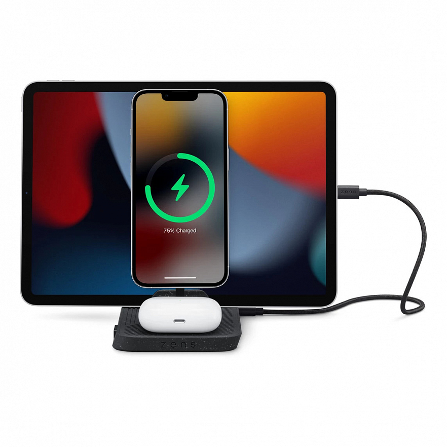 Модульная беспроводная зарядная станция ZENS 3-in-1 Modular Charging Station чёрная (ZEAPM02/00)