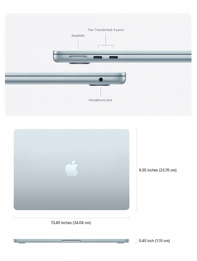 Apple MacBook Air 15 (M5 10-Core, GPU 10-Core, 16GB, 512GB) Sky Blue