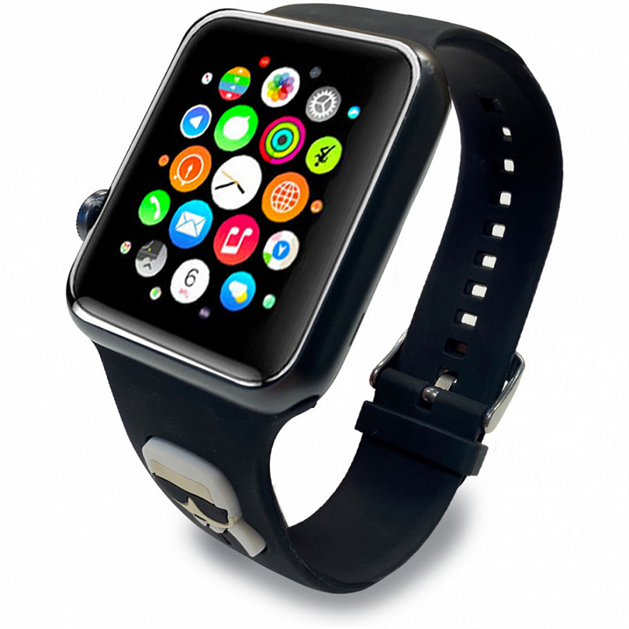 Ремешок CG Mobile Karl Lagerfeld Head Silicone для Apple Watch 38/40/41 мм чёрный (KLAWMSLKK)