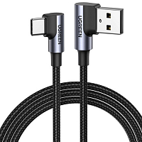 Кабель Ugreen US176 USB-A to USB-C Cable Angled Cable (3 метра) чёрный / серый космос (70875)