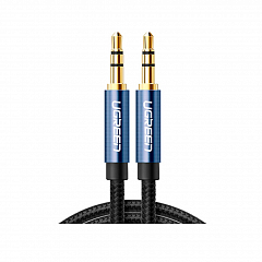 Кабель UGREEN AV112 (10688) 3.5mm - 3.5mm Male с позолоченным покрытием плетеный - 3 метра синий