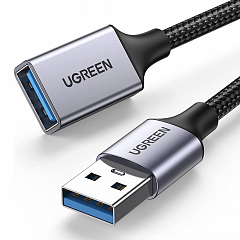 Кабель Ugreen US115 USB-A (male) - USB-A (female) (1 метр) чёрный (10495)