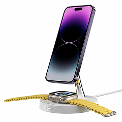 Беспроводное зарядное устройство SwitchEasy MagPower 2-in-1 Magnetic Wireless Charging Stand белое