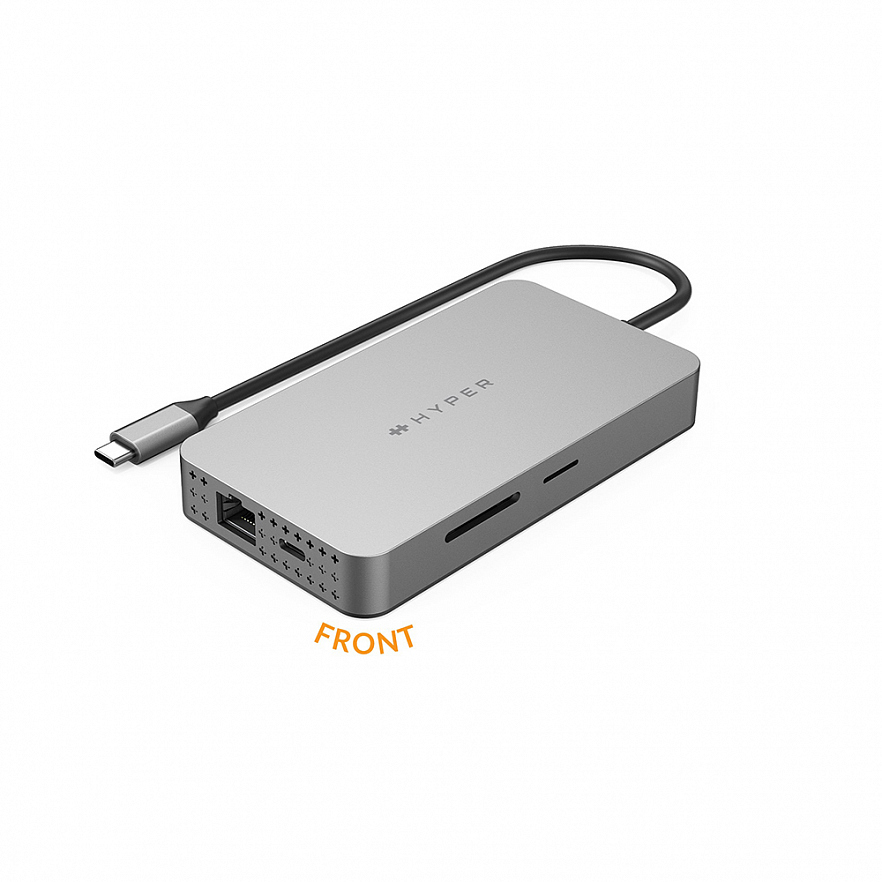 Мульти Хаб HyperDrive Dual 4K HDMI 10-in-1 USB-C Hub 2 x USB Type-C / Ethernet / 2 x HDMI / 2 x USB / mini jack 3.5 mm / microSD / SD серый (HDM1H)