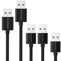 Комплект кабелей RAVPower Micro-USB (0.3 + 0.9 + 1.8 + 3 метра) чёрный (RP-LC04)