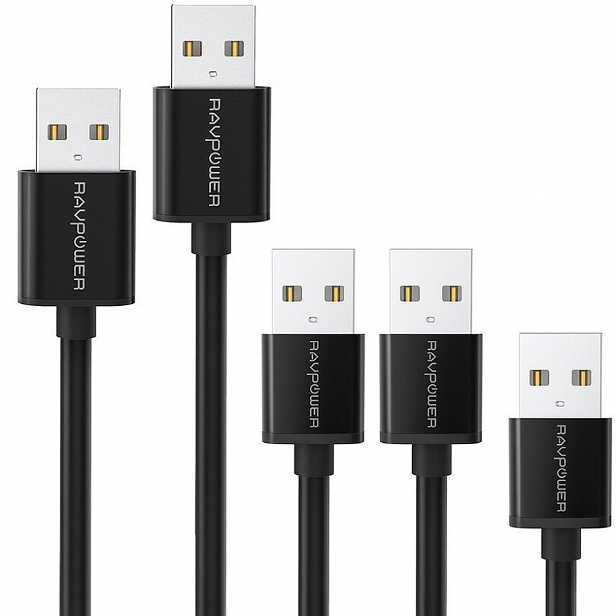 Комплект кабелей RAVPower Micro-USB (0.3 + 0.9 + 1.8 + 3 метра) чёрный (RP-LC04)