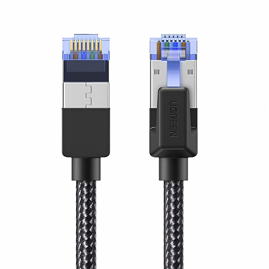 Кабель Ugreen NW153 (80429) CAT8 Shielded Round Braided Cable RJ45 (1 метр) чёрный