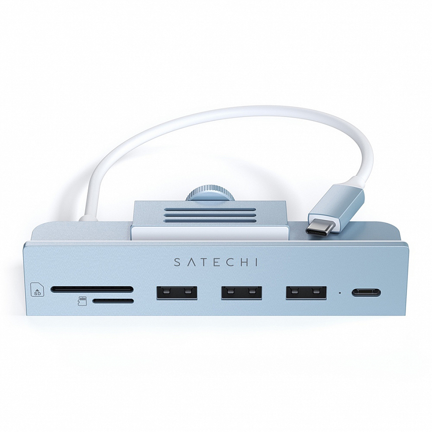 Мульти хаб Satechi USB-C Clamp Hub 1 x USB-C / 3 x USB-A  / SD / microSD для iMac (2021) голубой (ST-UCICHB)