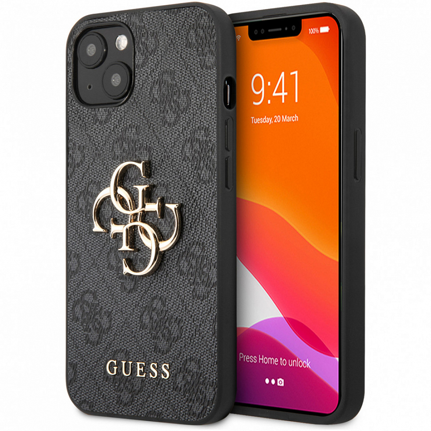 Чехол Guess PU 4G Big Metal Logo Hard для iPhone 13 серый (GUHCP13M4GMGGR)