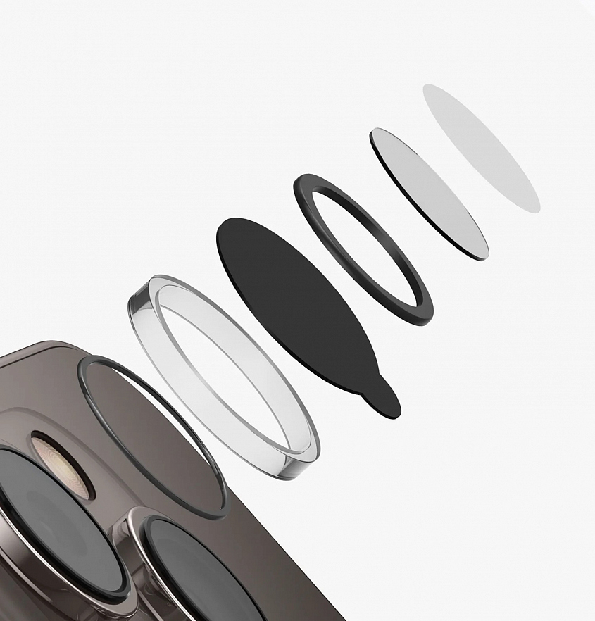 Защитное стекло на камеру Uniq OPTIX Camera Lens protector Aluminium для iPhone 15 Pro чёрное Black
