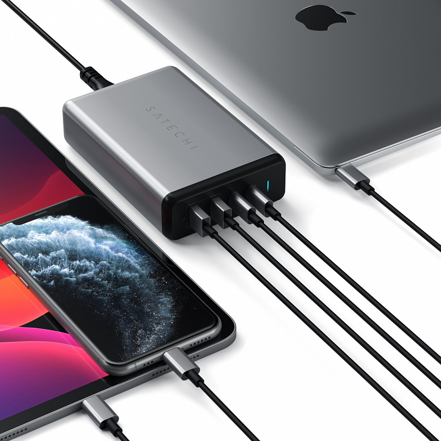 Сетевое зарядное устройство Satechi 108W Pro USB-C PD серый космос (ST-TC108WM)