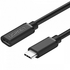 Кабель Ugreen ED008 USB-C Male to USB-C Female (0,5 метра) чёрный (40574)