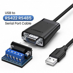 Кабель-адаптер UGREEN CM253 (60562) USB 2.0 to 422/485 Adapter Cable (1.5 метра) чёрный