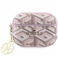 Чехол CG Mobile Guess для Airpods Pro 2 PU leather G CUBE with metal logo and Charm Pink - Розовый