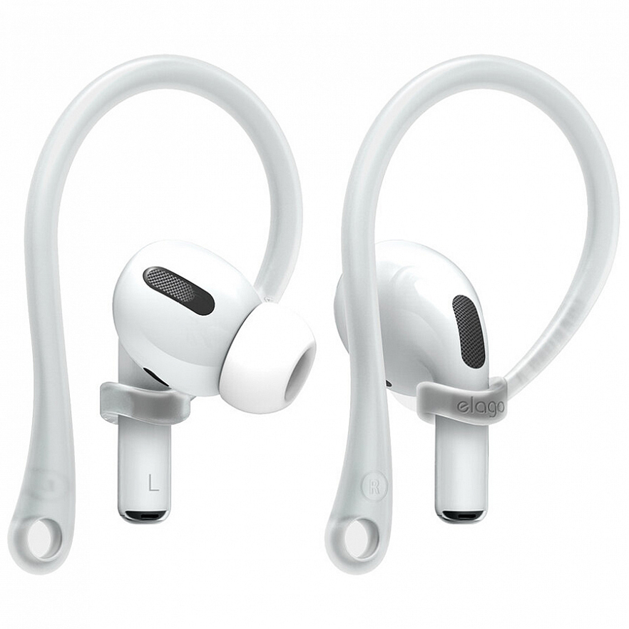 Крепления Elago EarHook для AirPods (все модели) прозрачные светящиеся в темноте (Nightglow Blue)