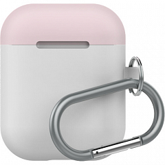 Чехол LAB.C Silicone Capsule 2in1 для Airpods белый (розовая Baby Pink/коралловая Coral крышки)