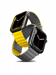 Ремешок Uniq для Apple Watch 45/44/42 mm Revix reversible Magnetic Желтый-серый