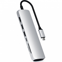 Переходник Satechi Type-C Slim Multi-port with Ethernet Adapter серебристый (ST-UCSMA3S)
