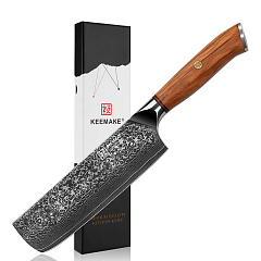 Нож из дамасской стали для овощей и мяса Keemake P-3 бежевый