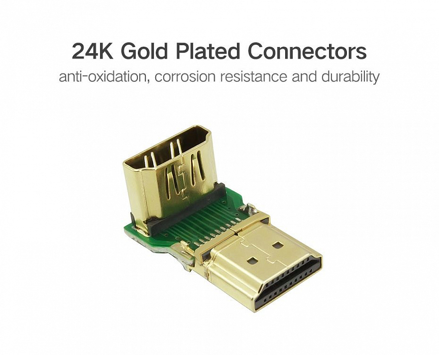 Переходник угловой Ugreen HD112 (20110) HDMI Male To Female Angled Up Adapter (вверх) чёрный