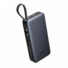 Внешний аккумулятор UGREEN PB528 (55985B) 30W - 20000mAh со встроенным кабелем USB-C серый космос