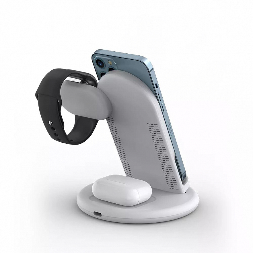 Беспроводное зарядное устройство WiWU Power Air 3 in 1 Desktop Wireless Charger белое