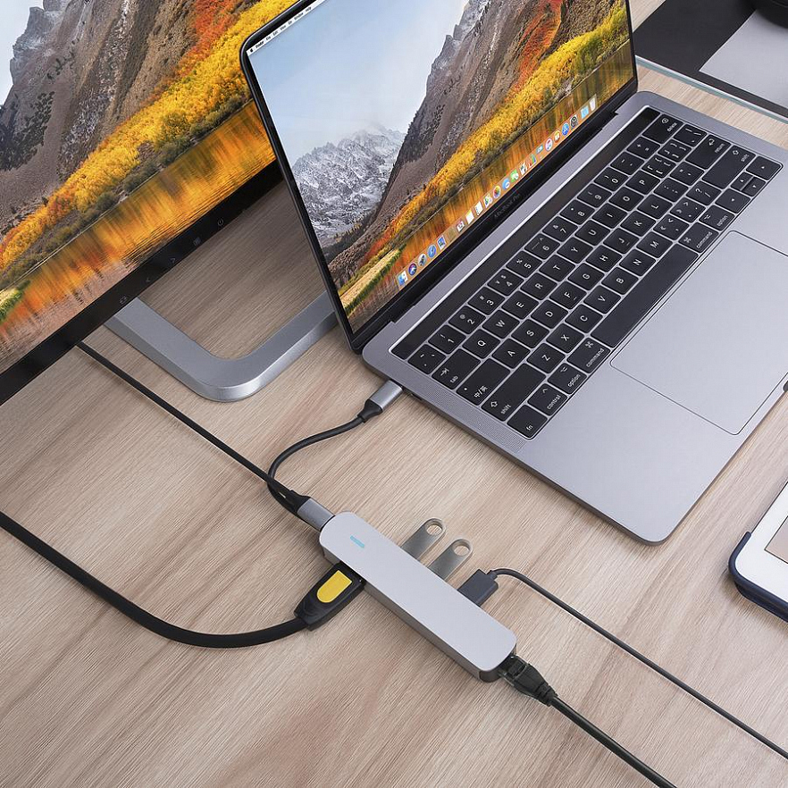 Адаптер HyperDrive TUBE 6-in-1 USB-C Hub серебристый (HD233B-SILVER)