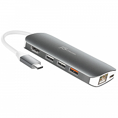 Мульти Хаб j5create USB-C Multi Adapter-HDMI / VGA/ Ethernet / USB 3.1 / PD 3.0 / Memory Card Reader (JCD384)